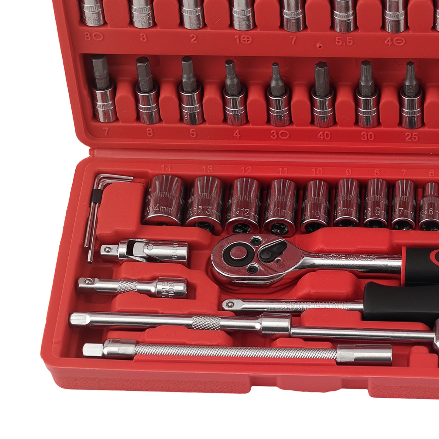 1/4 Drive 46Pcs Carbon Steel Ratchet Socket Set Wrench Tool Kit Bits
