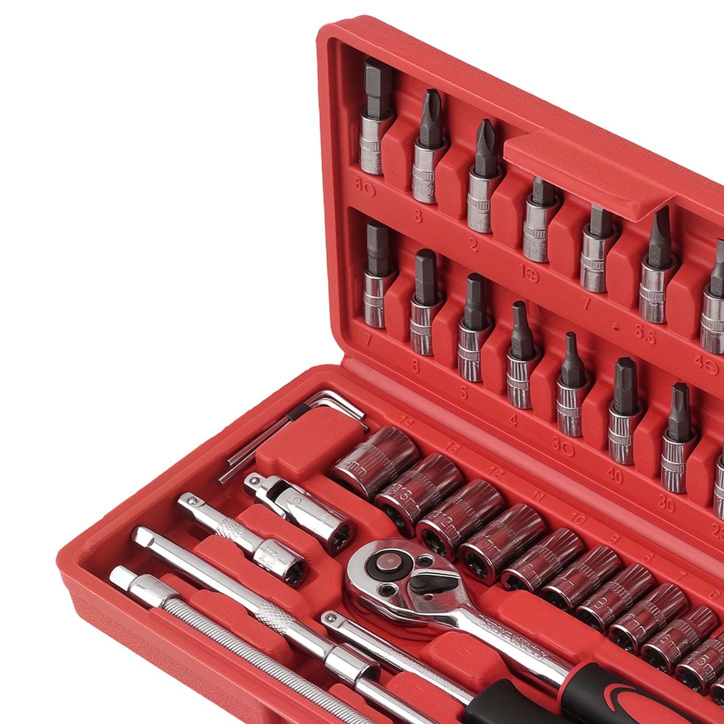 1/4 Drive 46Pcs Carbon Steel Ratchet Socket Set Wrench Tool Kit Bits