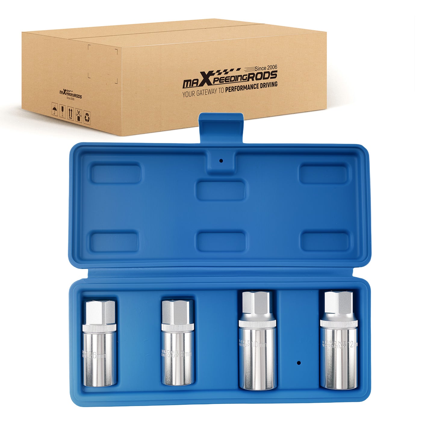 1/2in Drive Stud Extractor Set for Auto Repair 6-12mm CRV Steel Professional 4X