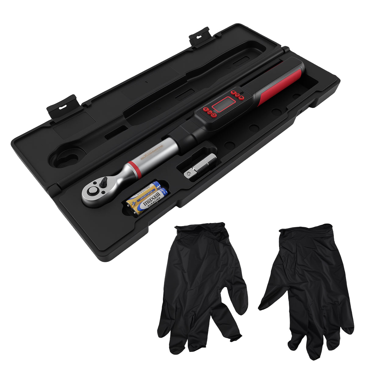 3/8 Drive Digital Torque Wrench 3.7-37ft-lbs LED Backlight Auto Shut-Off Kit