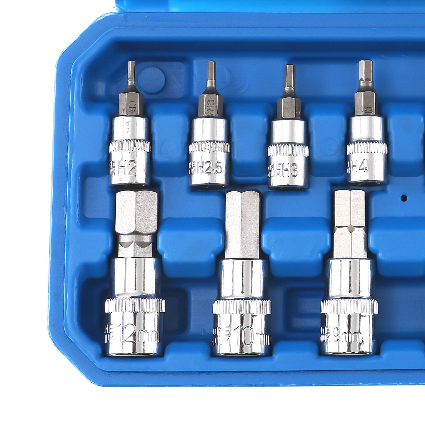 13 Pc Metric Hex Bit Socket Set 1/4 3/8 1/2 Drive CRV Steel 2-14mm compatible for Case