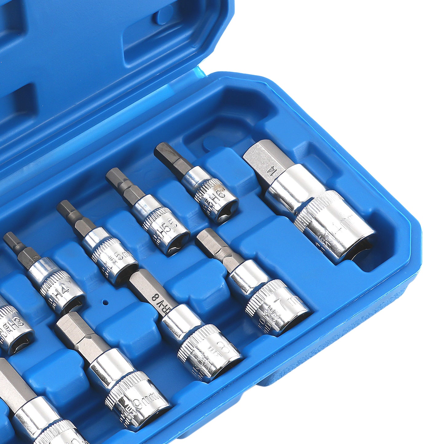 13 Pc Metric Hex Bit Socket Set 1/4 3/8 1/2 Drive CRV Steel 2-14mm compatible for Case