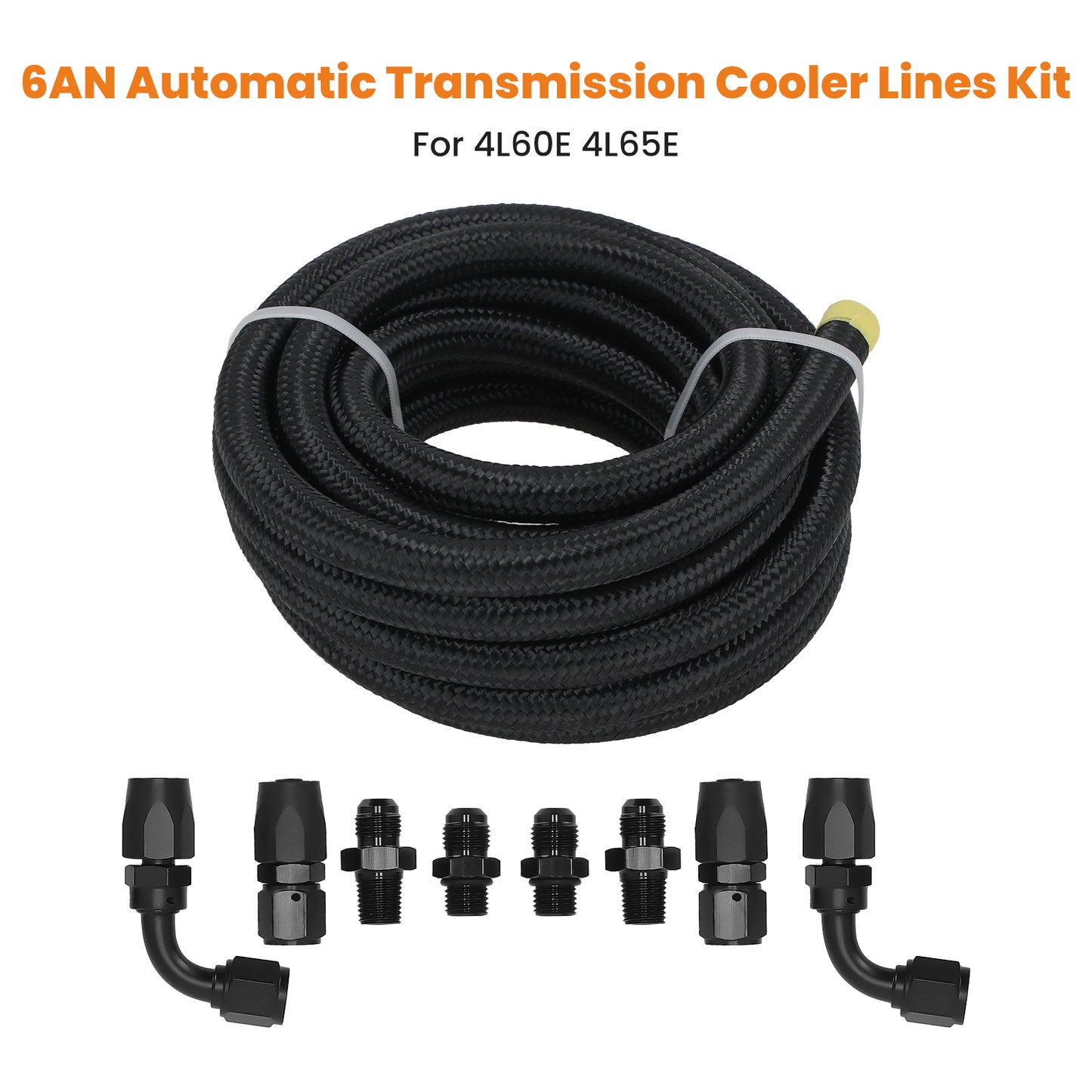 Transmission Cooler Hose Line 6AN Hose Line Kit compatible For GM 4L60E 4L65E