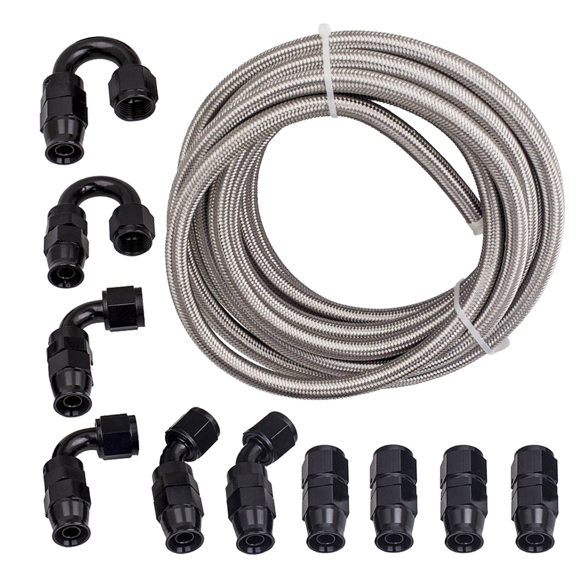 -10AN AN10 Ethanol E85 Stainless Steel PTFE Fuel Line 20FT Fitting Hose