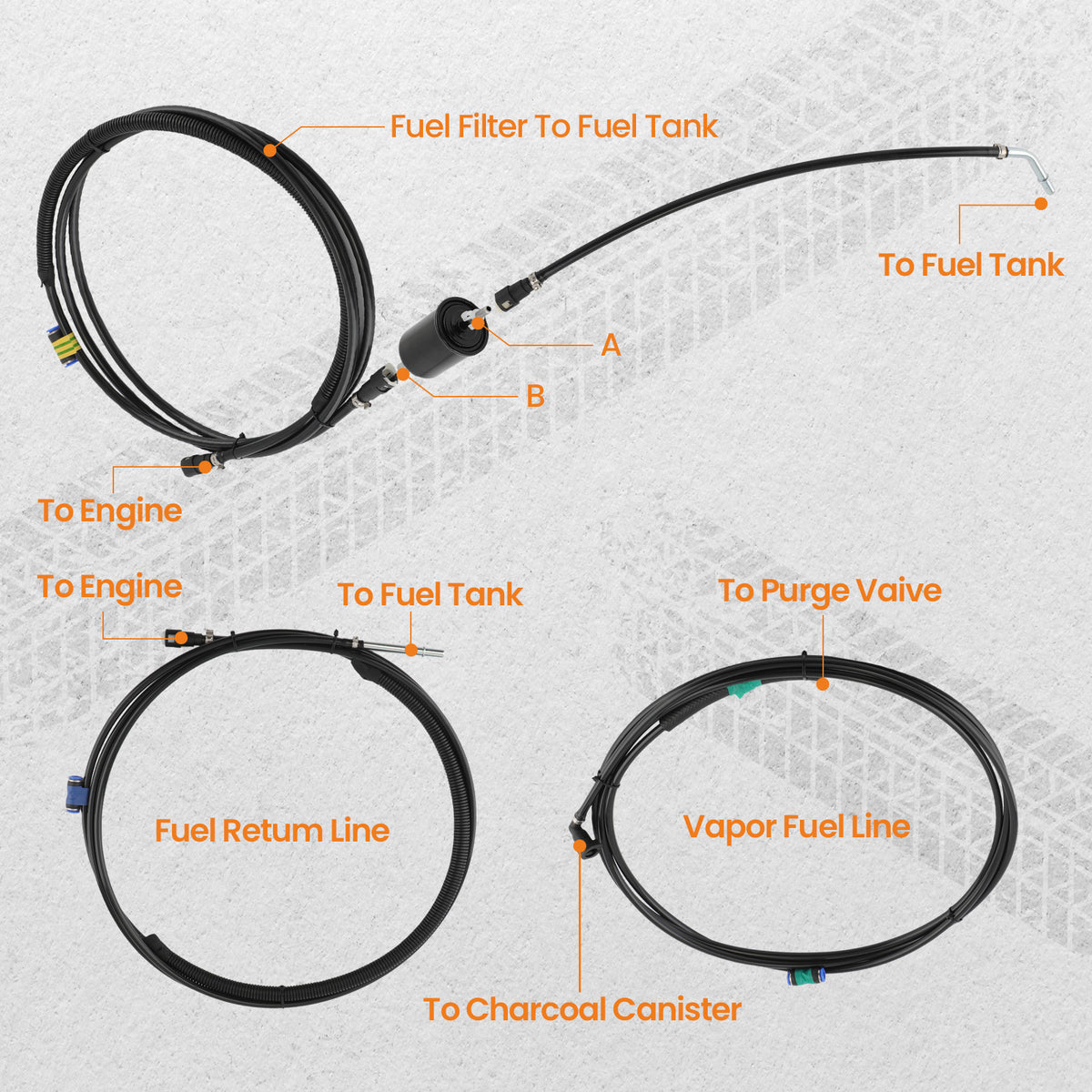 Fuel Lines compatible For Chevrolet Silverado 1999-2003 compatible For GMC Sierra 1500 2500 3500 FG0053