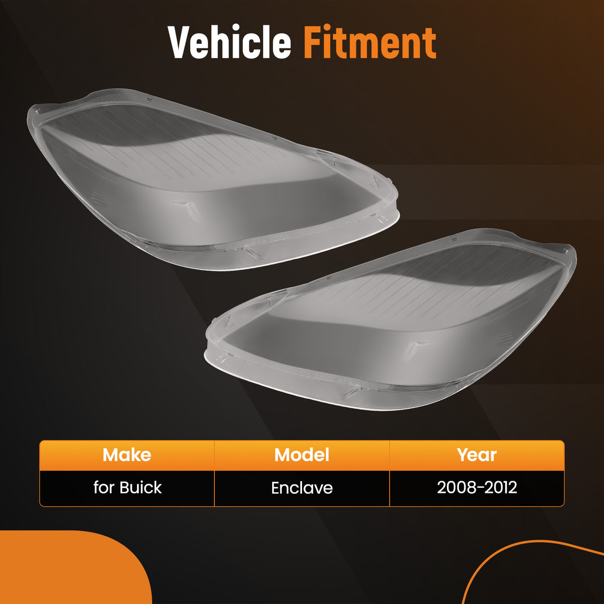 1 Pair Headlight Headlamp Lens Cover compatible For Buick Enclave 2008-2012 Left Right new