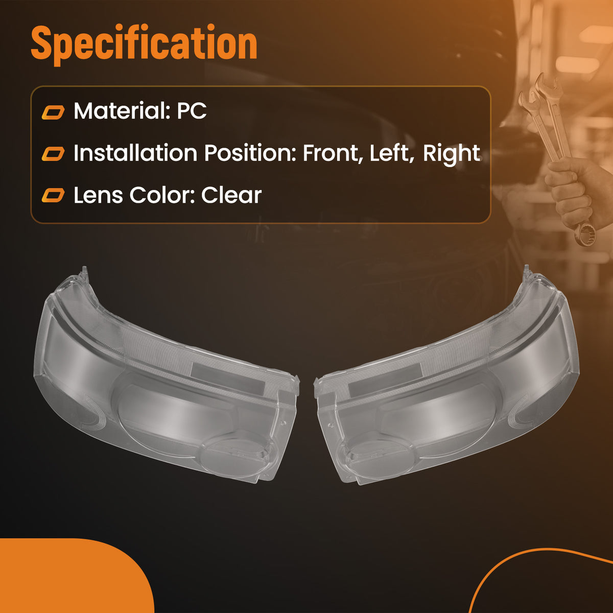Headlamp Headlight Lens Cover compatible For Land Rover Range Rover Sport 2006-2009 PC