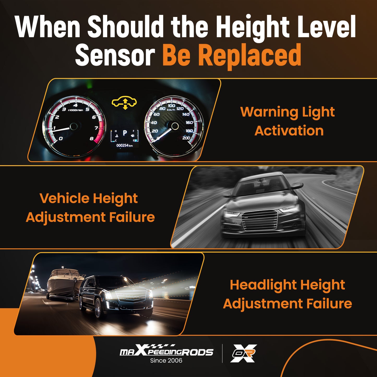 Front Left Headlight Level Sensor compatible For Audi Q7 2007-2015 7L0616213D 7L0616213B