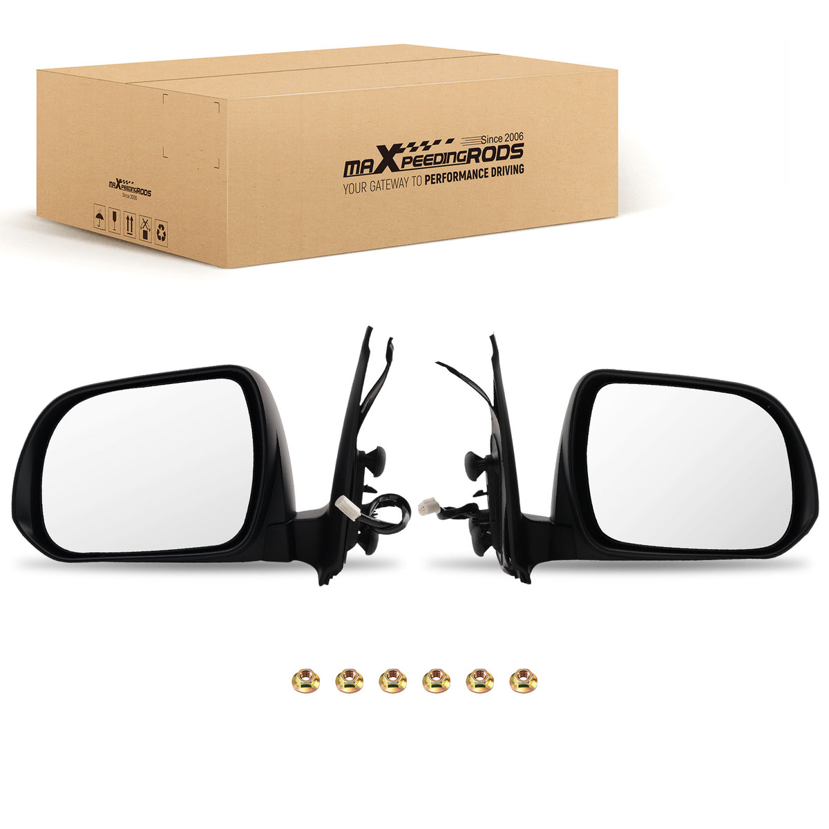 Power Adjust Side Mirror compatible For Toyota Tacoma 2.7L 4.0L 2012-2015 Pair Black