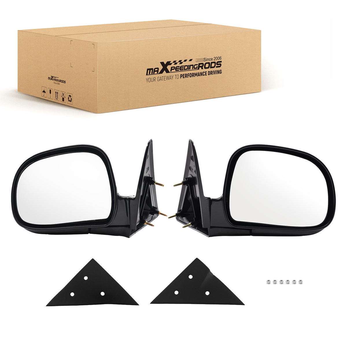 Front Manual Side Mirror compatible For Chevy Blazer/S10 94-98 15150849-WH ABS