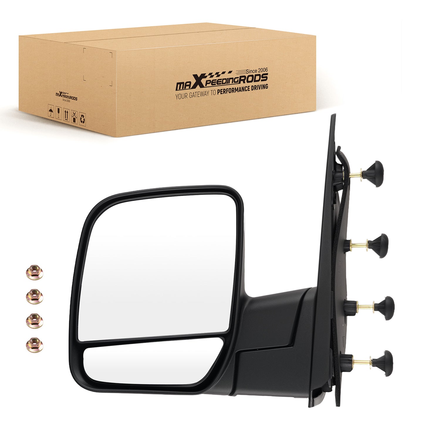 Left Manual Mirror compatible For Ford E-150/E-250/E-450 2003-2013 Black ABS