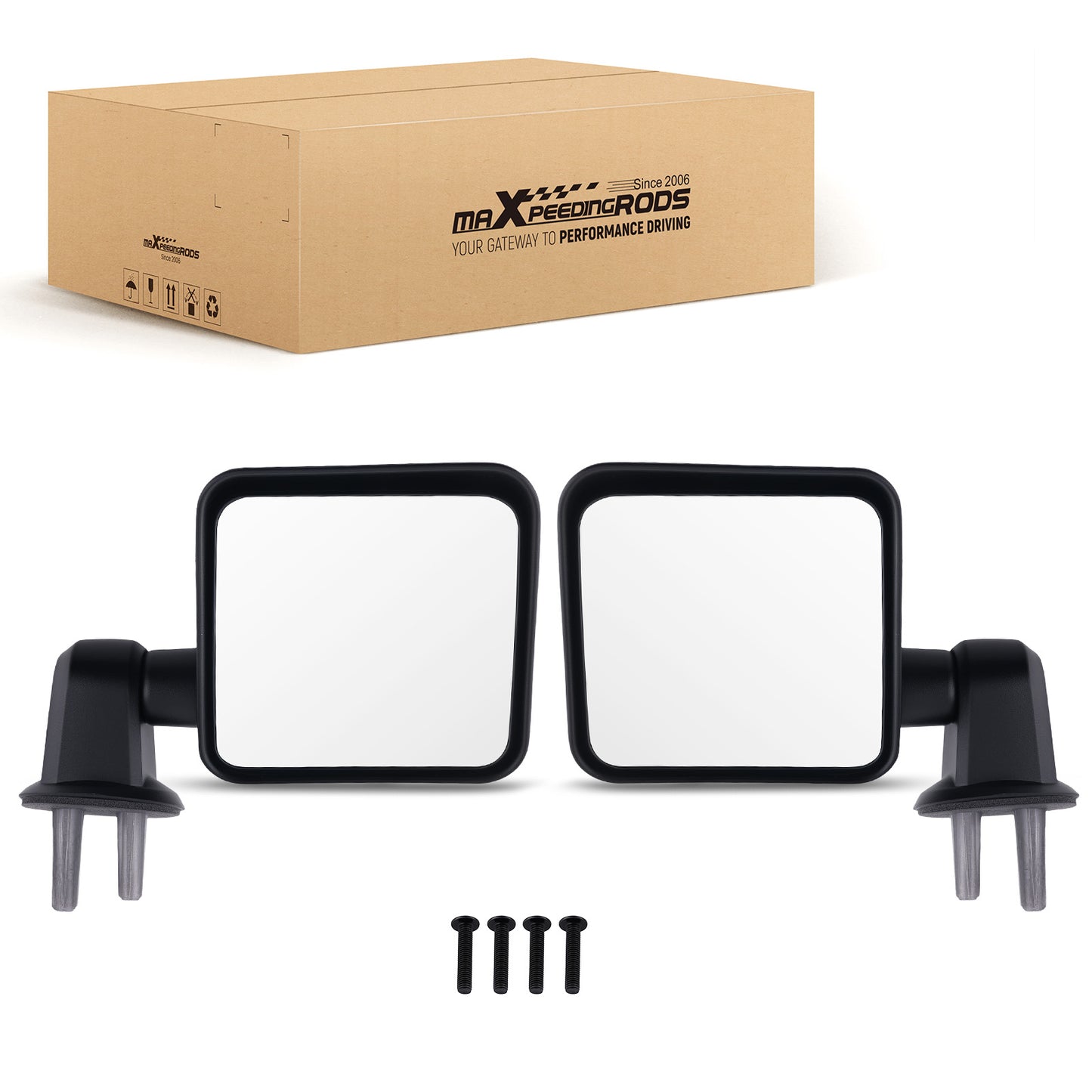 Black Manual Side Mirror compatible For Jeep Wrangler 2007-2017 Non-Heated 55077966A27