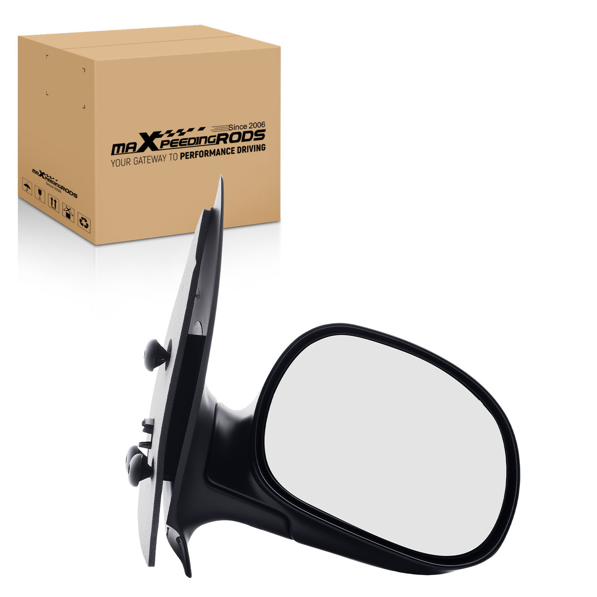 Black Manual Mirror Right compatible For Ford Expedition 1998-2002 1L3Z17682AAA ABS