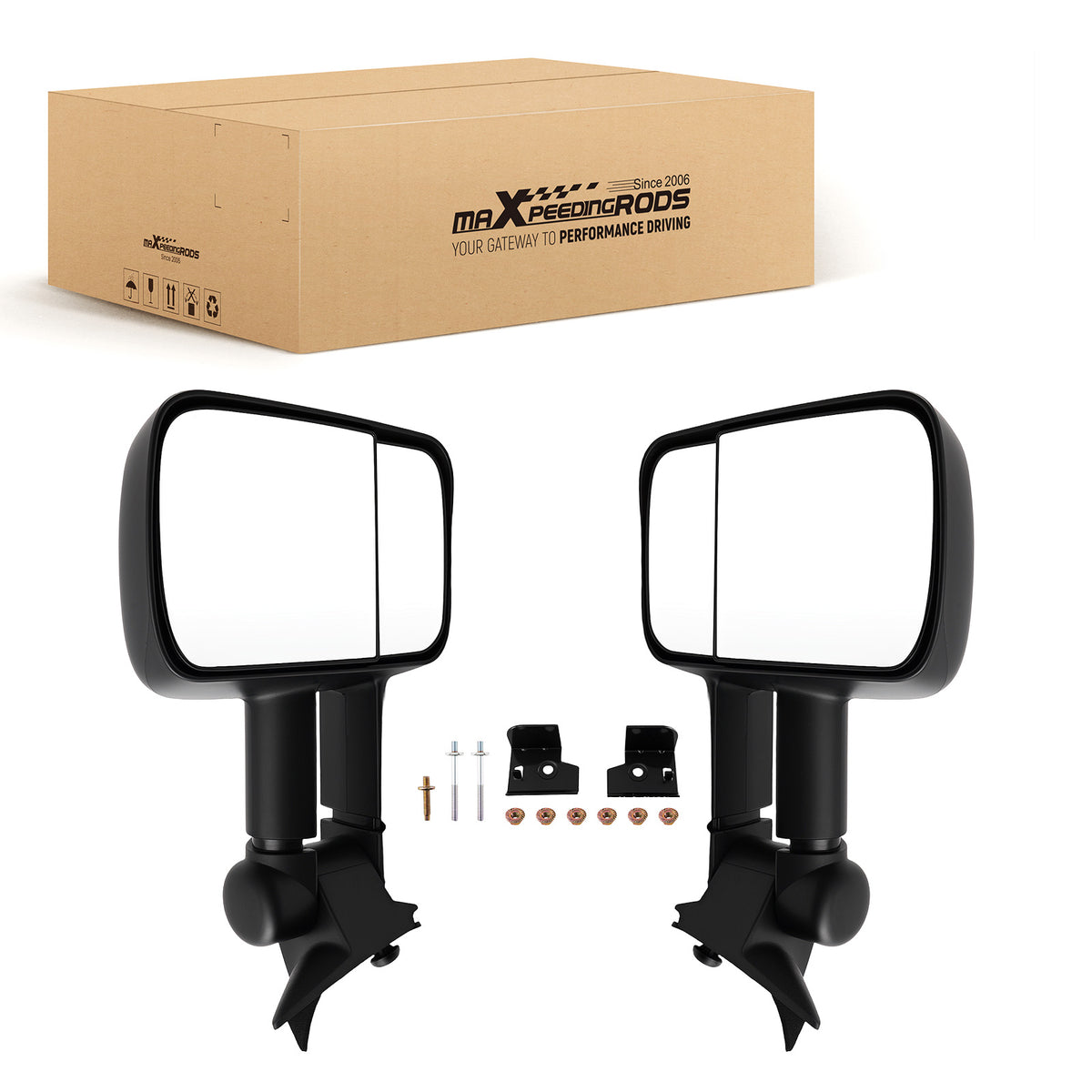 Black Manual Mirror Set compatible For GMC C/K Series 1988-1998 Left Right