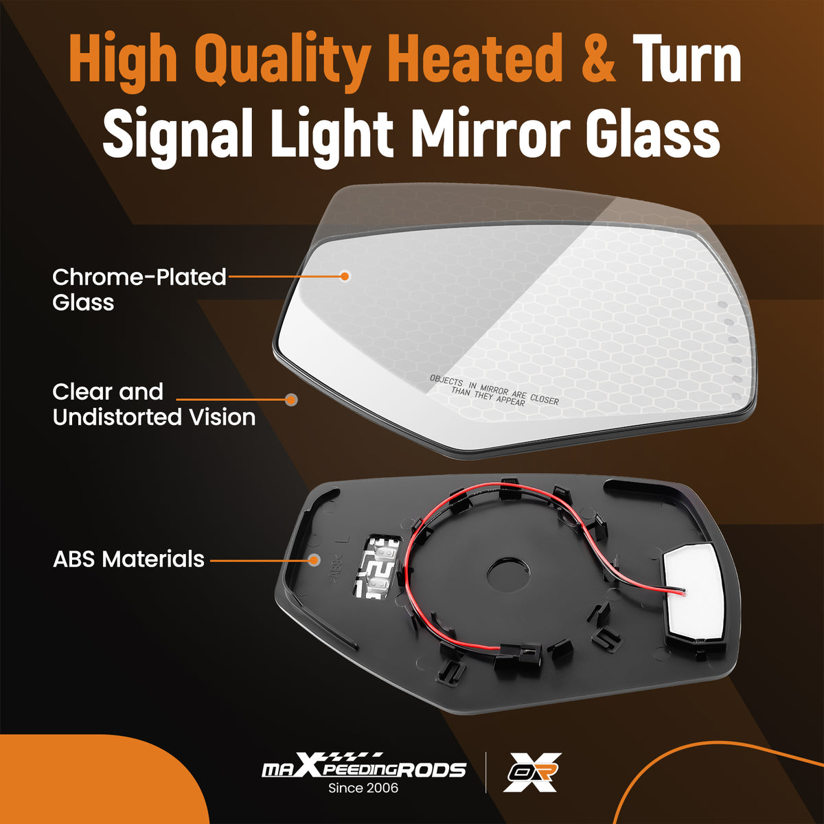 Passenger Side Mirror Glass Heated with Signal compatible For Silverado Sierra 2014 -2018