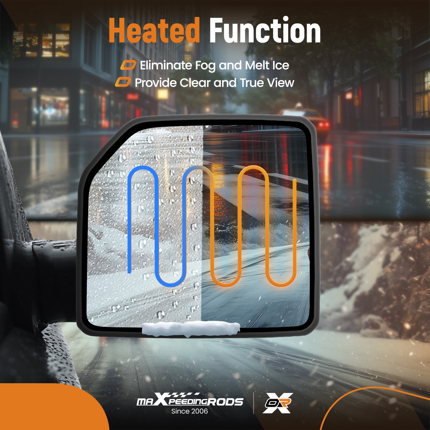Mirror Glass Right Heated with Blind Spot Detection compatible for Ford F-150 2015-2021