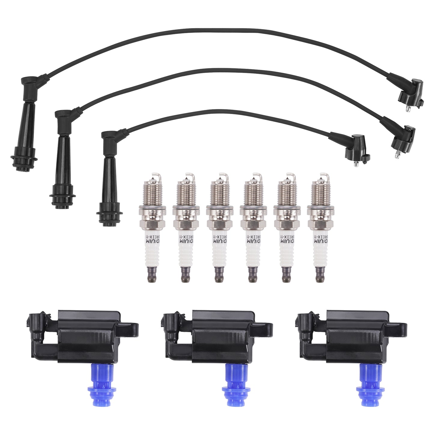 Ignition Coil + Spark Plug + Wire Set compatible For Lexus GS/IS/SC300 3.0L l6 90919-02216