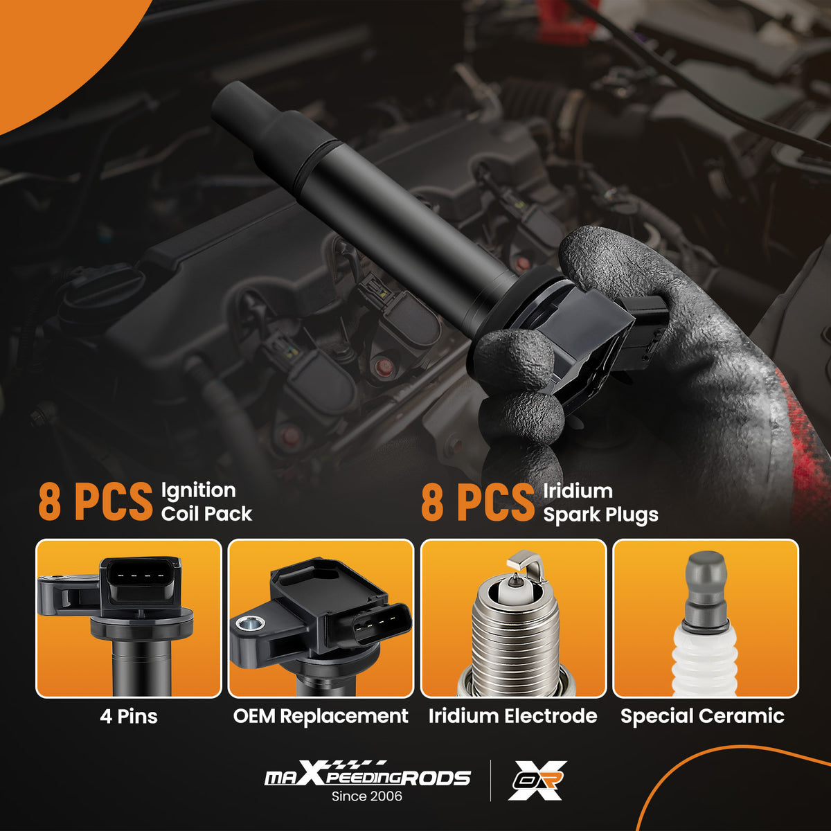 8Ignition CoilsIridium Spark Plugs compatible For Toyota 4Runner Land Cruiser Sequoia