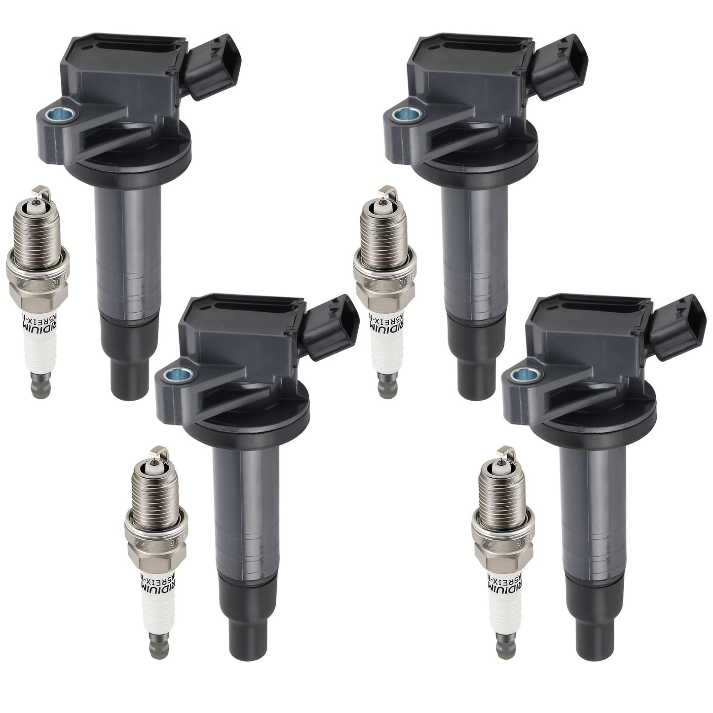 4 Ignition Coils + Spark Plugs compatible For Toyota Chevrolet Pontiac 1.8L L4 UF247 7090