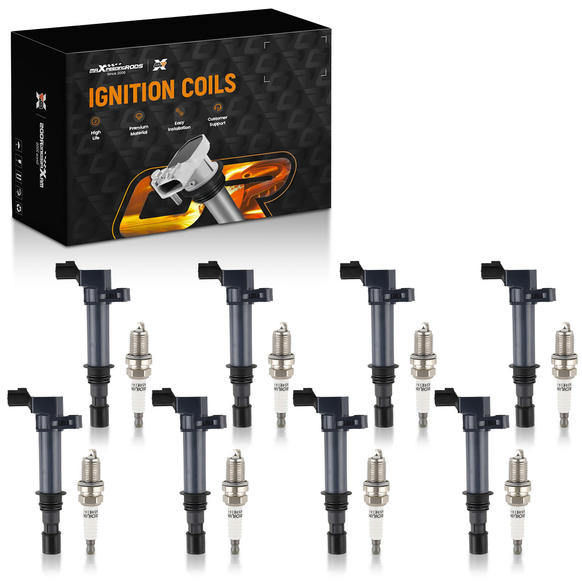 8 pcs Ignition CoilSpark Plug compatible For Chrysler Mitsubishi Dodge Jeep UF270 4503