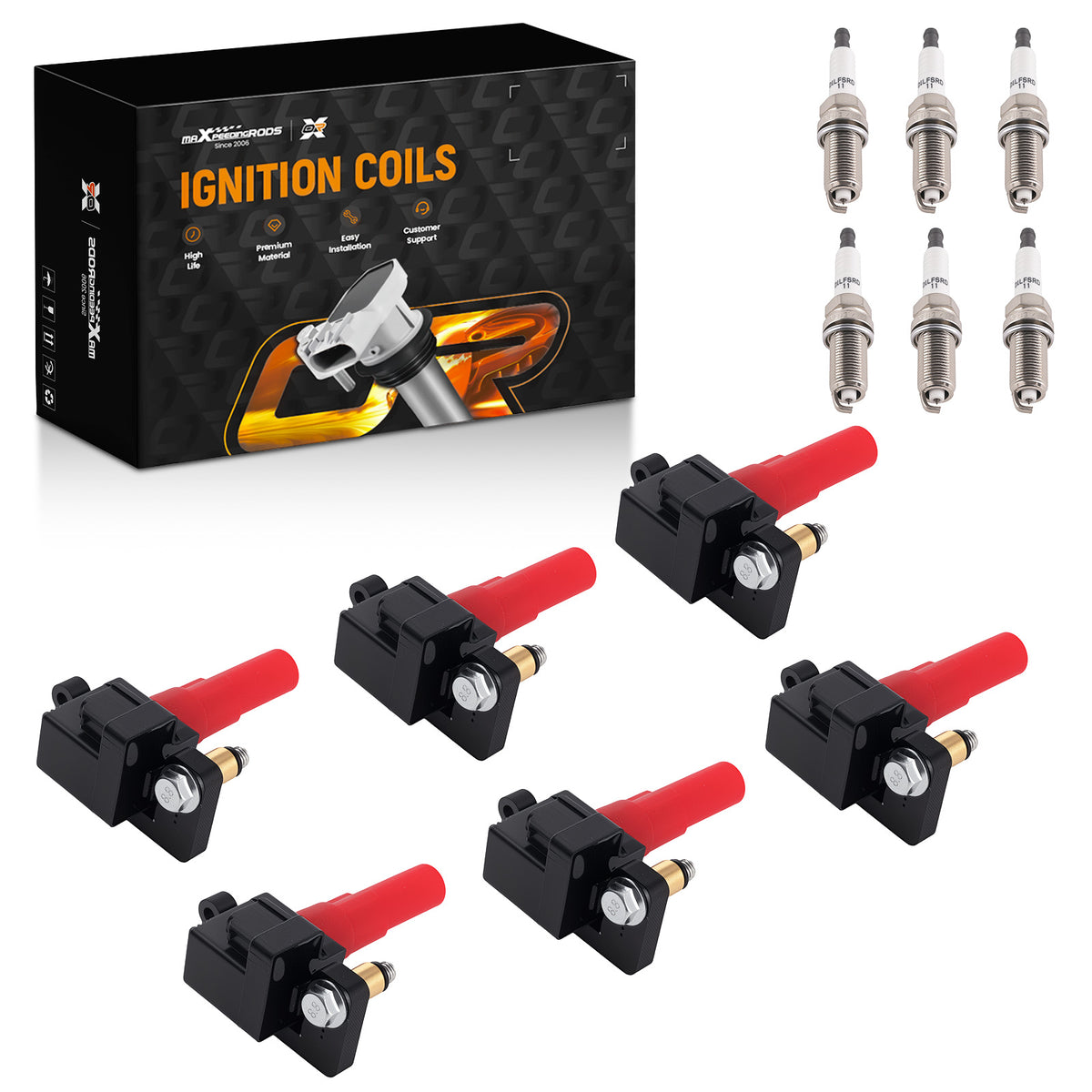 6x Ignition CoilsSpark Plugs Set For 2006-07 compatible For Subaru B9 Tribeca H6 3.0L UF287