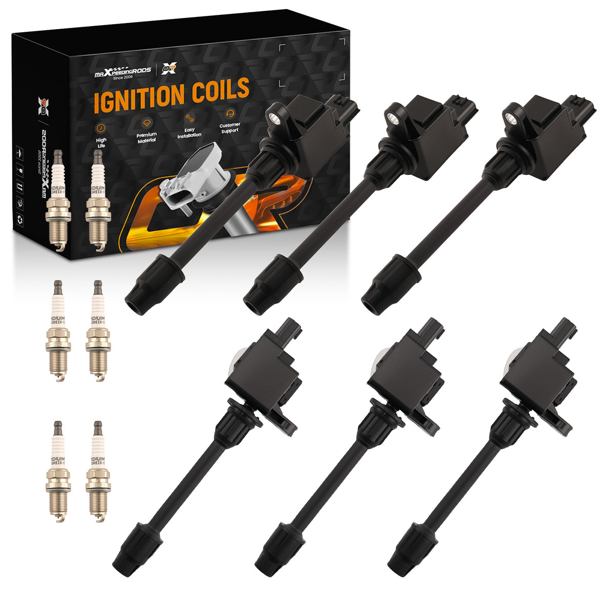 6 Ignition CoilsSpark Plugs compatible For Infiniti I30 compatible For Nissan Maxima V6 3.0L 2000-2001