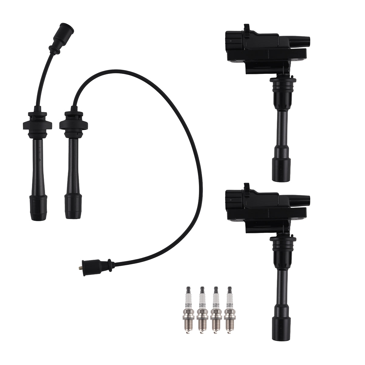 2x Ignition Coil 4x Spark Plug Wires Set compatible For Mazda Protege L4 2.0L 2001-2003
