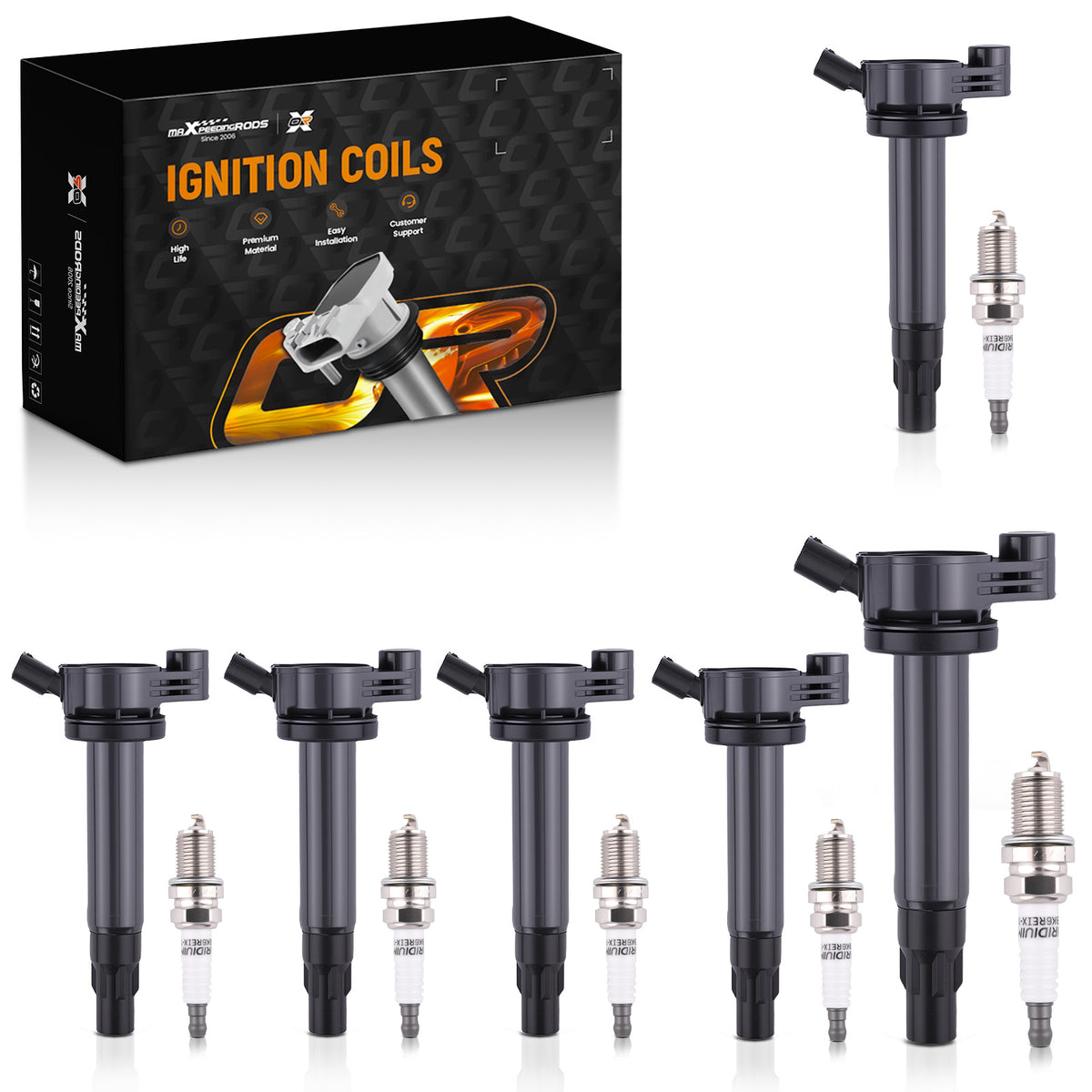 6pcs Ignition Coil + Spark Plugs compatible For Lexus ES330 RX330 compatible For Toyota Camry 3.3L 2004-06