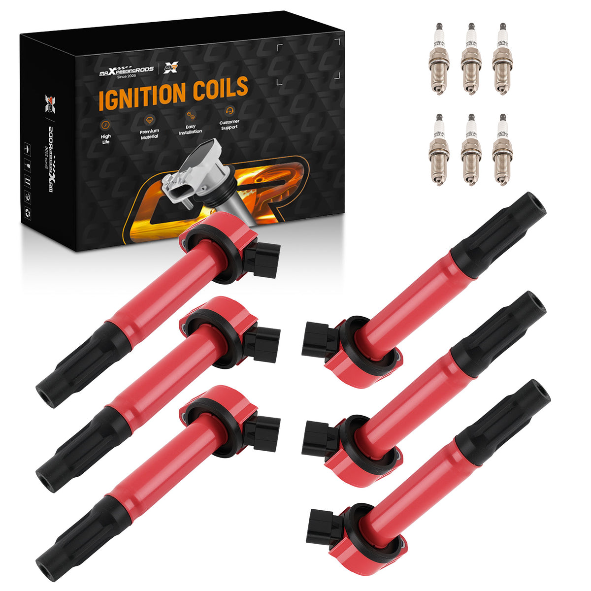 6x Ignition Coil + 6x Spark Plug compatible For Toyota 4Runner FJ Cruiser compatible For Tundra V6 4.0L