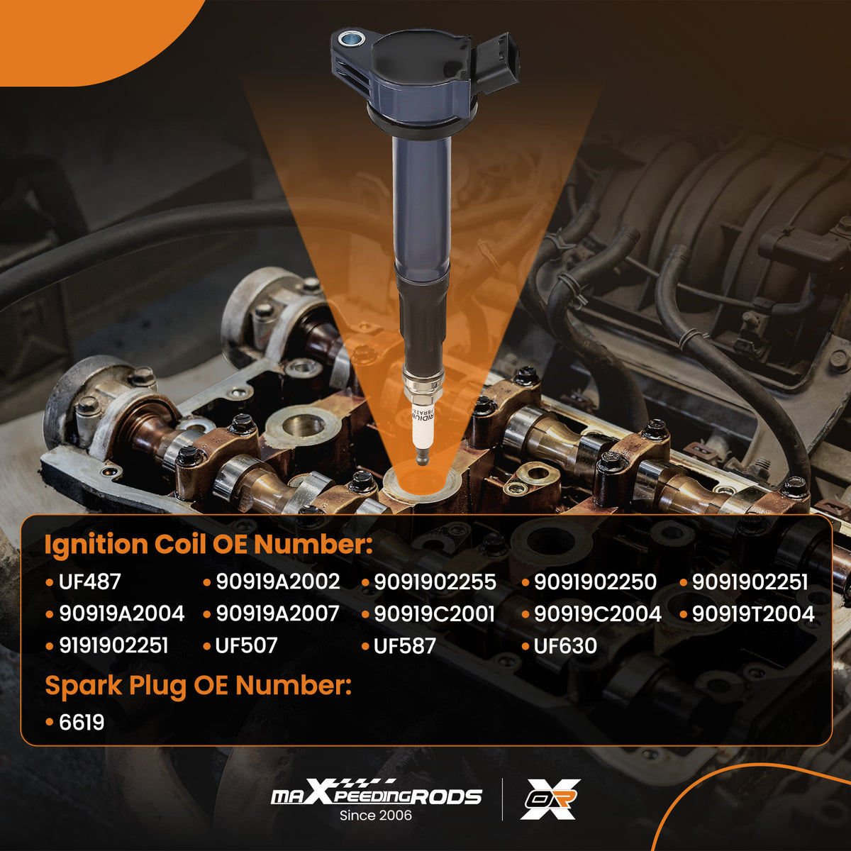 Set of 6Ignition + Spark Plugs compatible For Toyota Avalon compatible For Camry RAV4 3.5L V6 UF487 6619