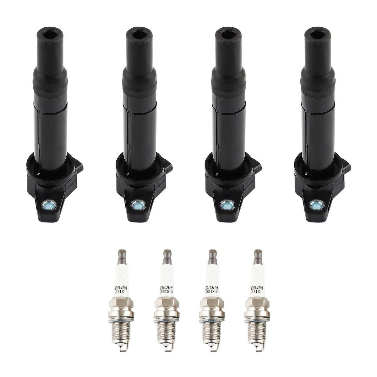 4 Ignition CoilsSpark Plugs compatible For Dodge Attitude compatible For Hyundai Accent compatible For Kia Rio UF499