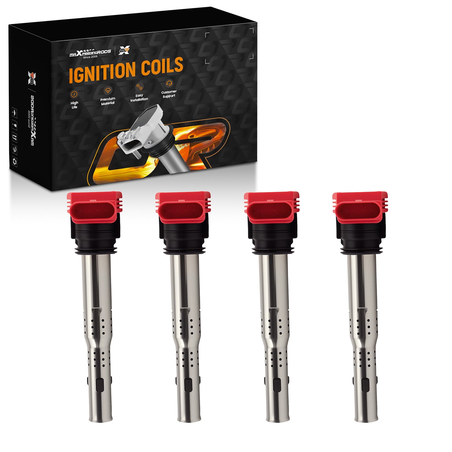4 Pack Ignition Coils compatible For Audi A3 A4 A5 compatible For VW GTI Jetta 2.0T UF529 06E905115A Black