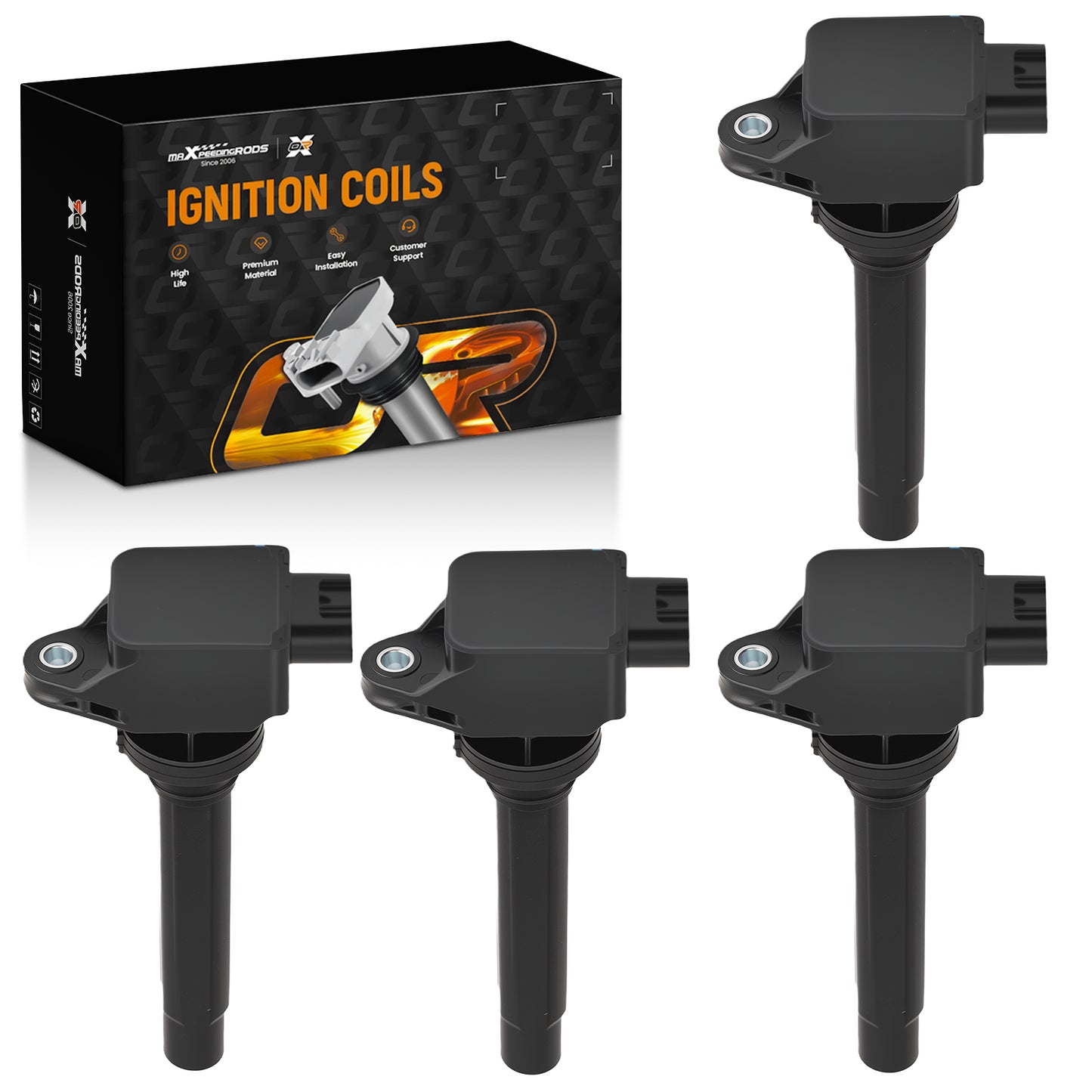 4Pcs Electronic Ignition Coil compatible For Suzuki Grand Vitara 2.7L 2006-08 5C1785 Black