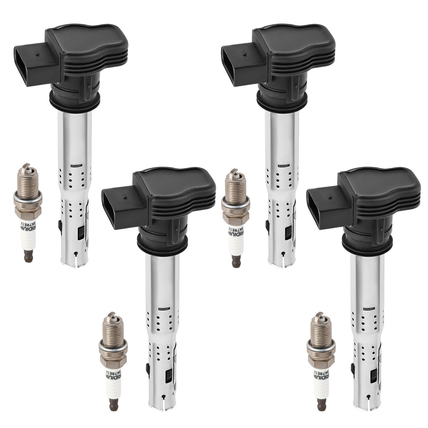 4 Ignition Coils + Spark Plugs compatible For Audi VW Beetle CC Eos compatible For Golf GTI Jetta UF575