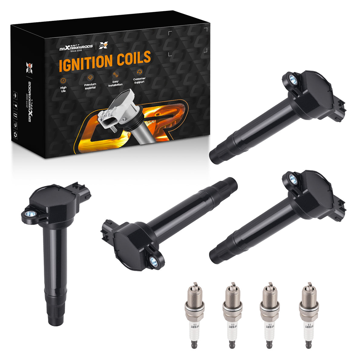 4x Ignition Coil4x Spark Plug compatible For Mitsubishi Lancer L4 2.0L 2011-2017 UF589