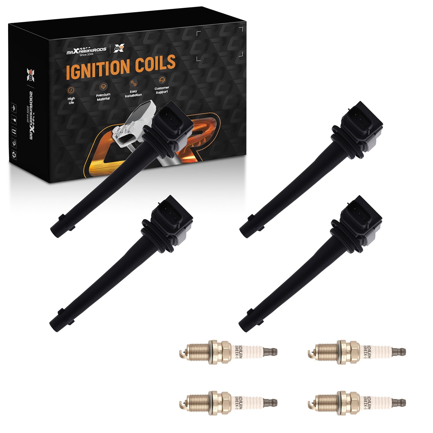4x Ignition CoilsSpark Plugs For 2007-2009 compatible For Nissan Sentra 2.0L UF591