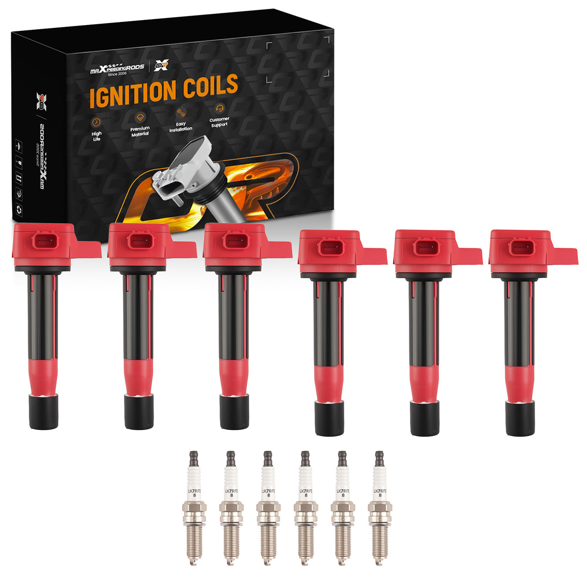 Ignition Coil Set w/ Spark Plugs compatible For Acura RL 3.7L 2009-2012 30520RN0A01 CM11213