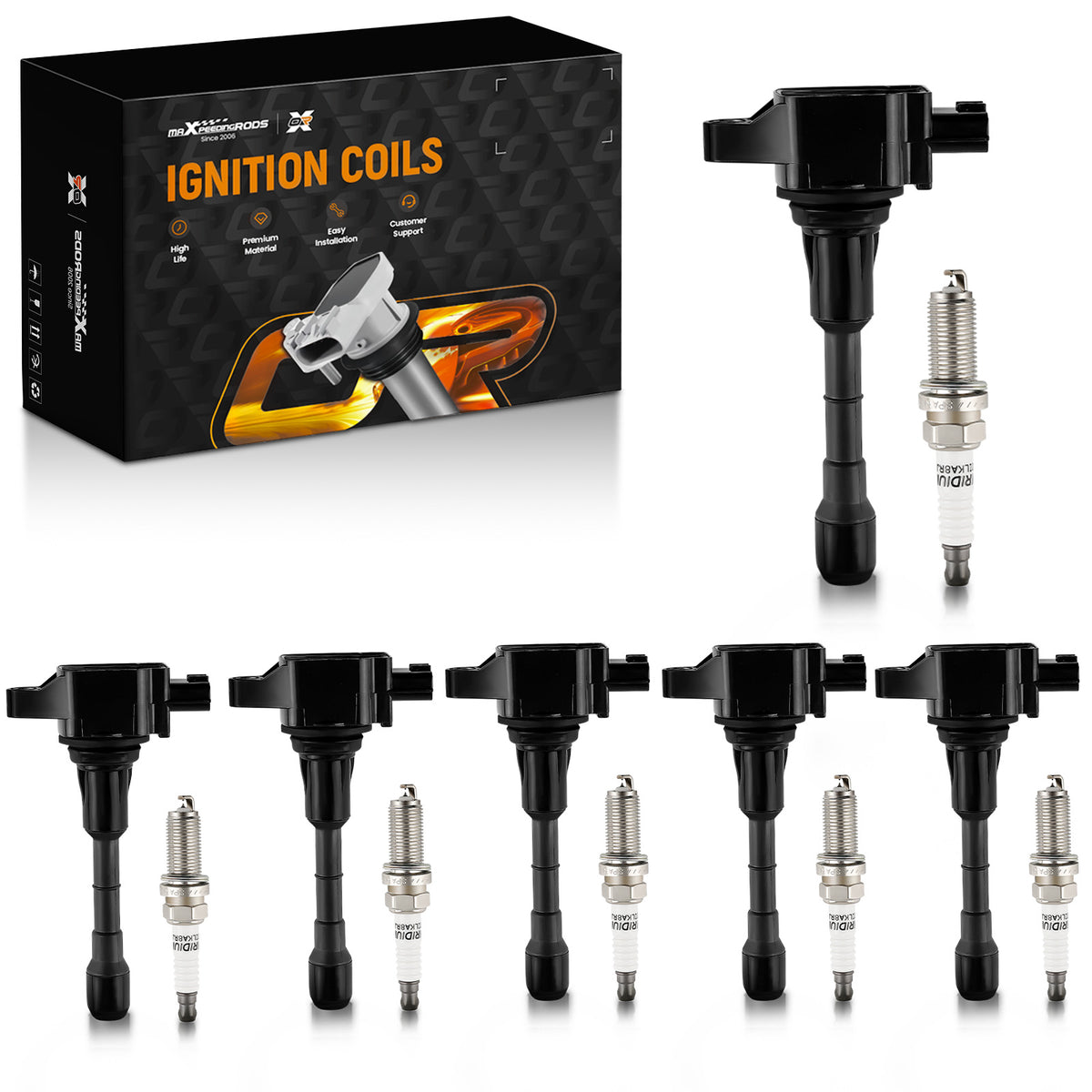 6 Ignition Coil + Spark Plugs compatible For Nissan 370Z compatible For Infiniti EX37 FX37 3.7L V6 UF617
