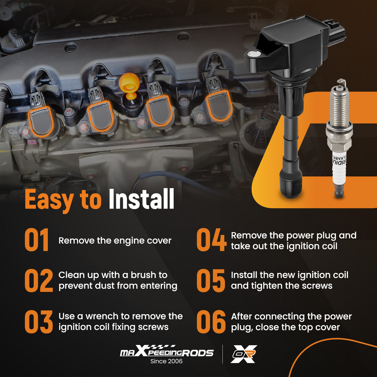 6 Ignition Coil + Spark Plugs compatible For Nissan 370Z compatible For Infiniti EX37 FX37 3.7L V6 UF617