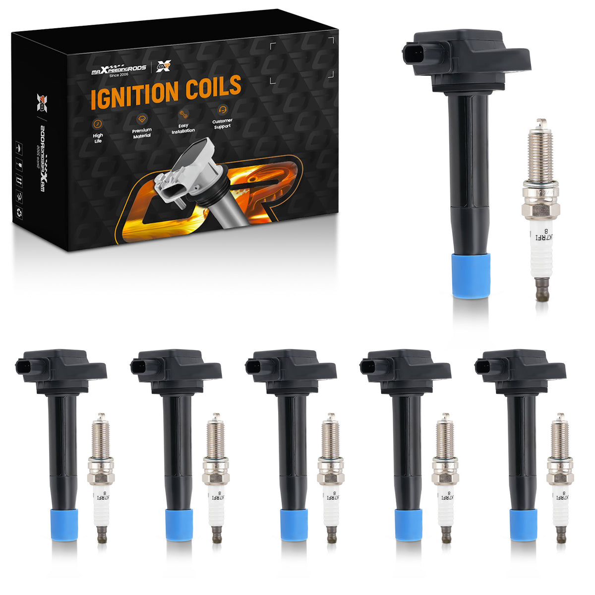 6Ignition Coil + Spark Plugs compatible For Acura RDX ZDX compatible For Honda Pilot UF624 3.5L V6 97390