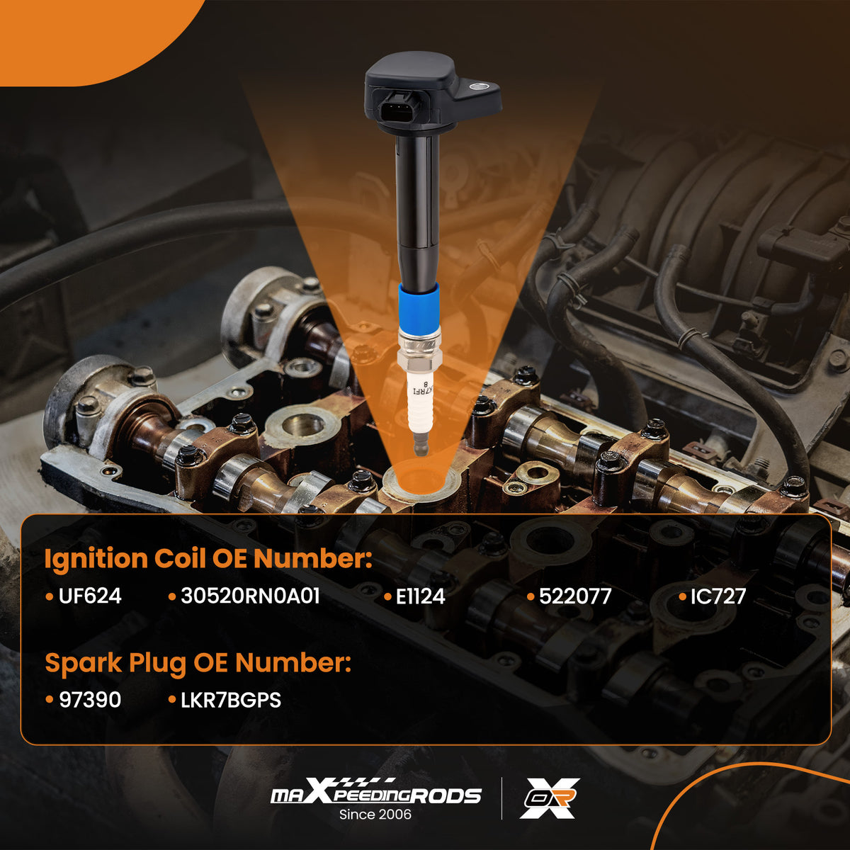 6Ignition Coil + Spark Plugs compatible For Acura RDX ZDX compatible For Honda Pilot UF624 3.5L V6 97390
