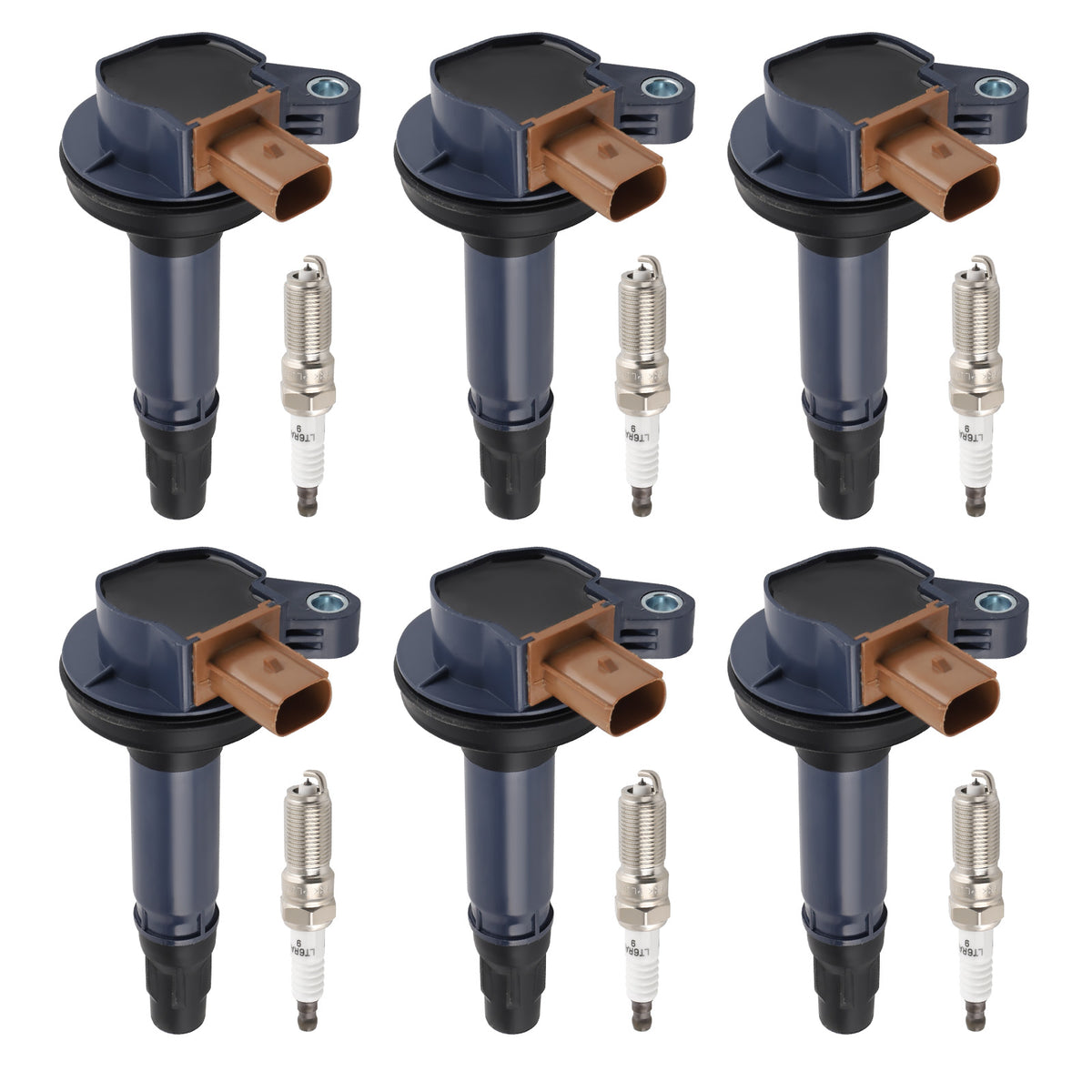 6Ignition Coils + Spark Plugs compatible For Ford Police compatible For Expedition Explorer UF646 94374