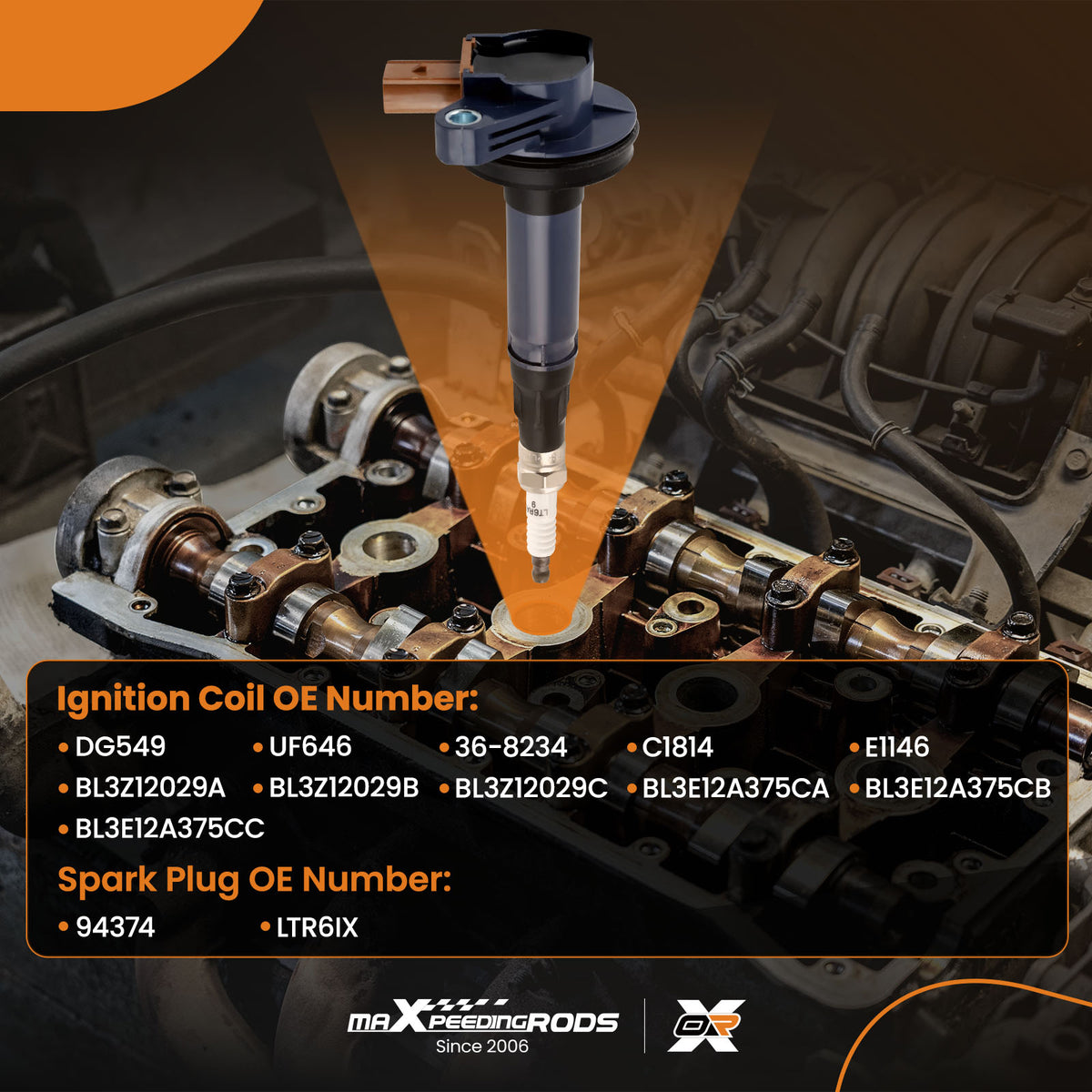 6Ignition Coils + Spark Plugs compatible For Ford Police compatible For Expedition Explorer UF646 94374