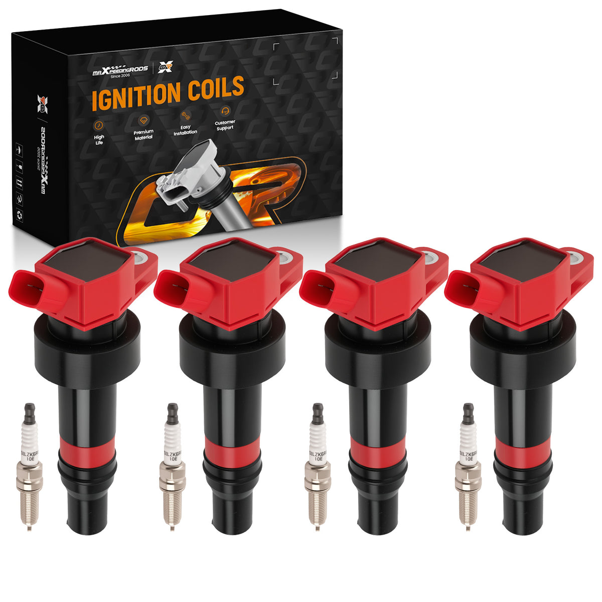 4pcs Ignition CoilsSpark Plugs compatible For Hyundai Veloster/Accent 2012-2019 1.6L