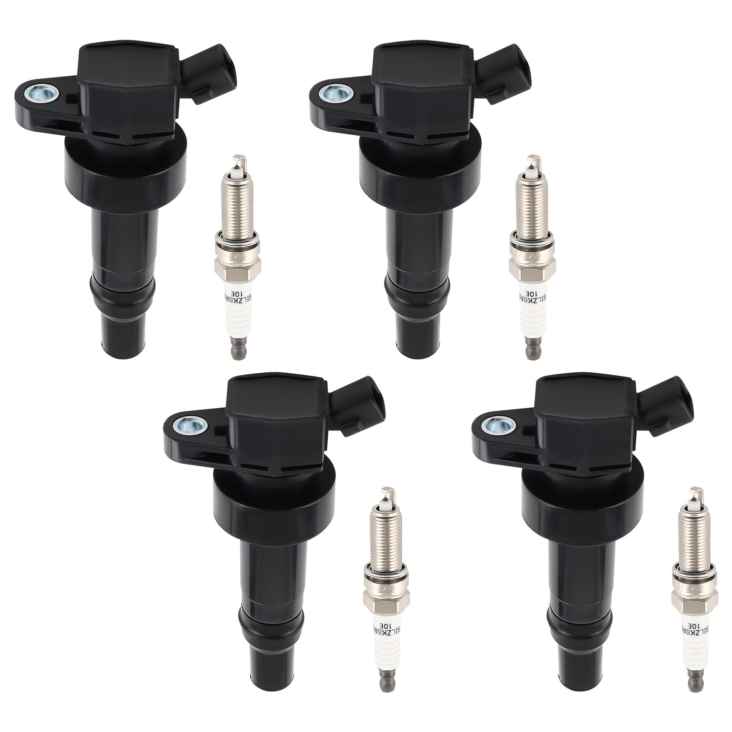 4X Ignition Coils4X Spark Plugs compatible For Hyundai Accent compatible For Kia Rio Soul 12-19 UF652