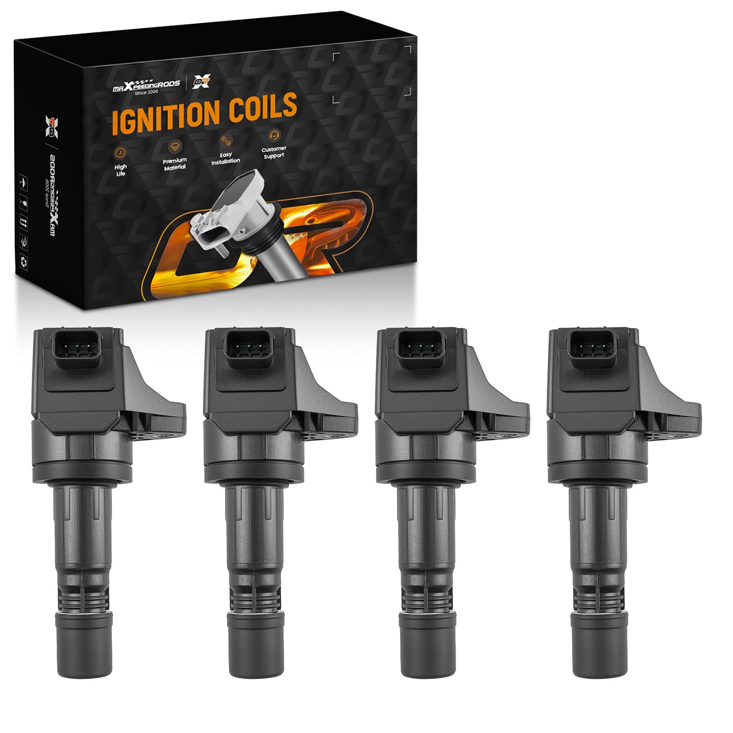 4pcs Ignition Coils compatible For Honda Civic/HR-V 1.8L 2012-2022 UF-672 Black
