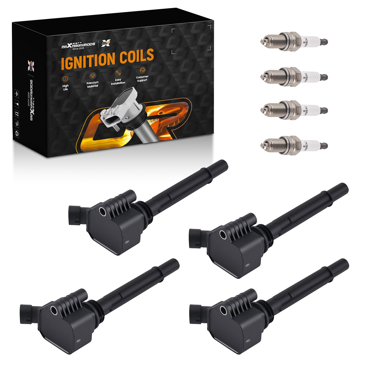 4x Ignition Coil4x Spark Plug Set For 2013-2016 compatible For Dodge Dart L4 1.4L UF-673