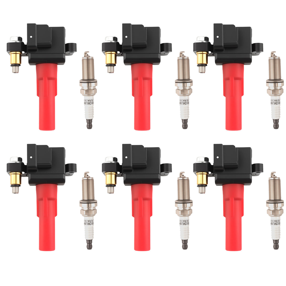 6x Ignition CoilsSpark Plug compatible For Subaru Tribeca 3.6L 2010-14 22433AA611 Black