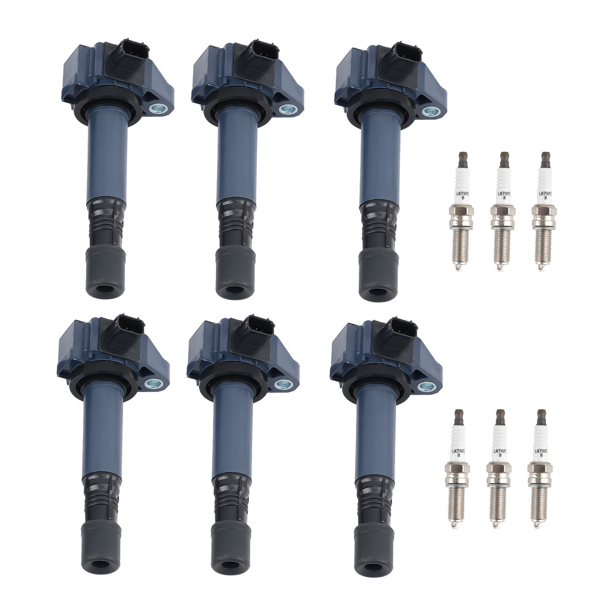 Set of 6 Ignition + Spark Plug compatible For Honda Ridgeline compatible For Acura RDX 3.5L 2016-2018UF713