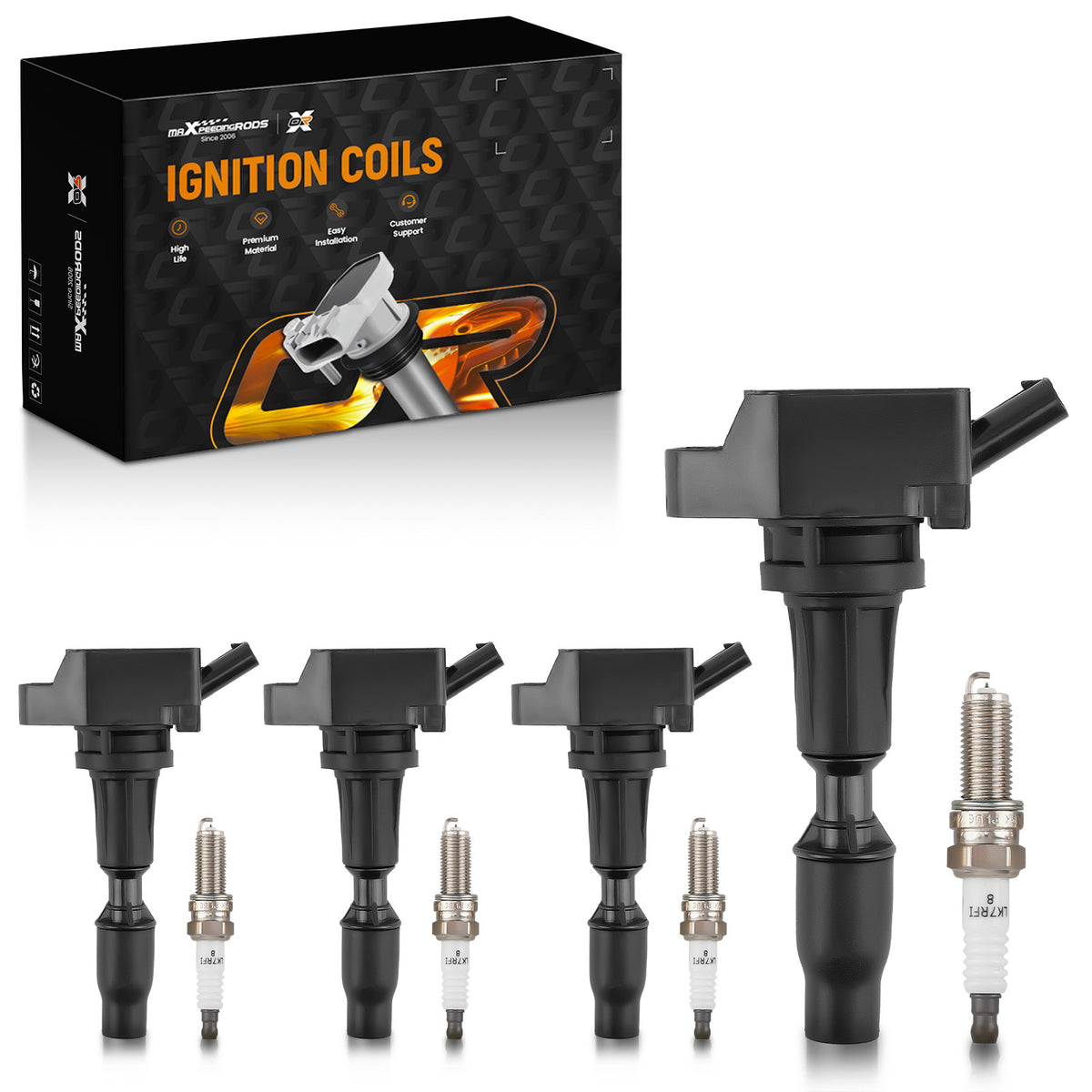 4 Ignition Coils + 4 Spark Plugs compatible For Kia Hyundai Sorento Tucson Optima L4 UF764